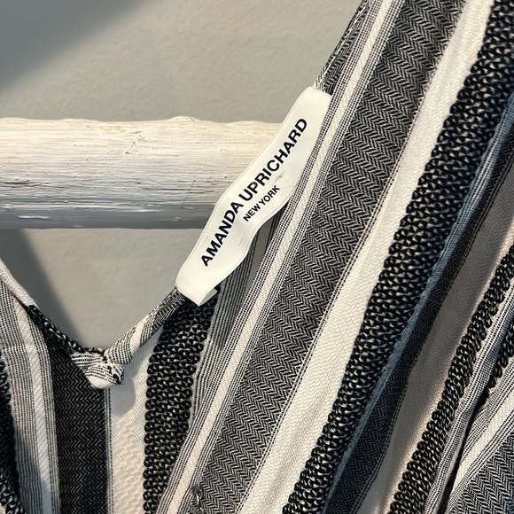 Amanda Uprichard Monochrome Striped wide leg belted jumpsuit size small - Picture 4 of 8